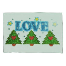 Taies d'oreiller d'AMOUR de Noël, taille standard