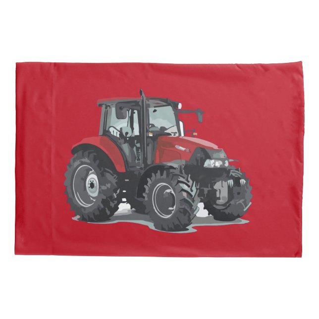 Taies d'oreiller rouges de ferme du tracteur de (Dos-gauche)
