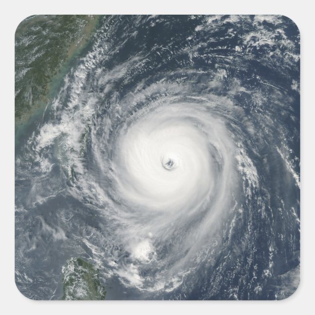 Taifun Longwang nähert sich Taiwan Quadratischer Aufkleber (Vorderseite)