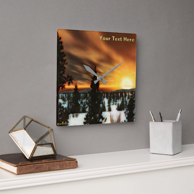 Taiga Sun Quadratische Wanduhr (Büro)