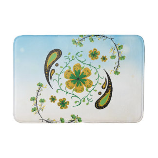 Taiji Flower – Green & Yellow Botanical Art Badematte