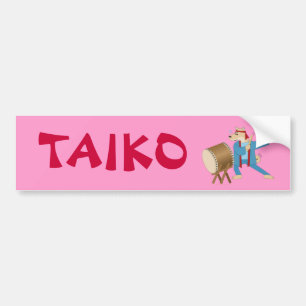 Taiko Drum Cartoon Dog Taiko Drummer Autoaufkleber