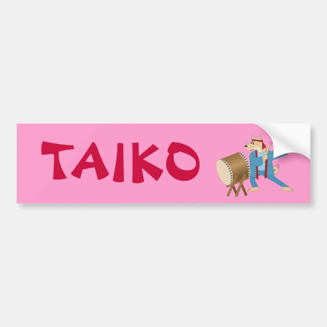 Taiko Drum Cartoon Dog Taiko Drummer Autoaufkleber (Vorne)
