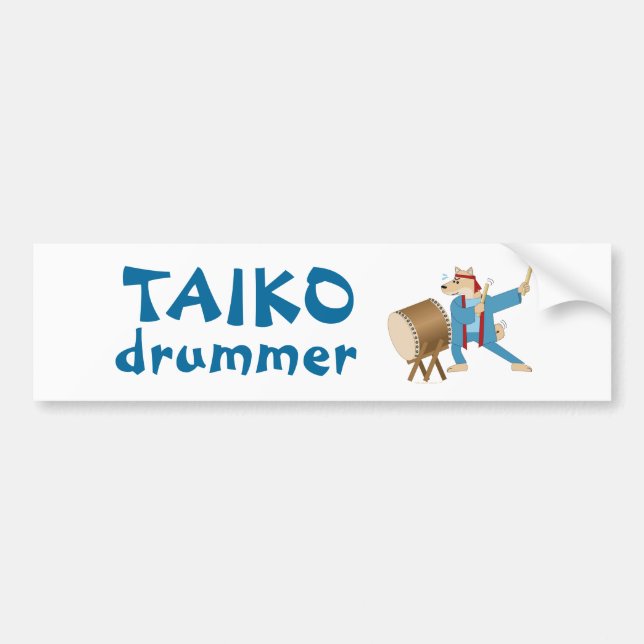 Taiko Drum Cartoon Dog Taiko Drummer Autoaufkleber (Vorne)