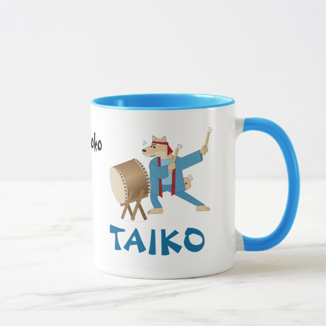 Taiko Trommel-Cartoon-HundTaiko Schlagzeuger Tasse (Rechts)