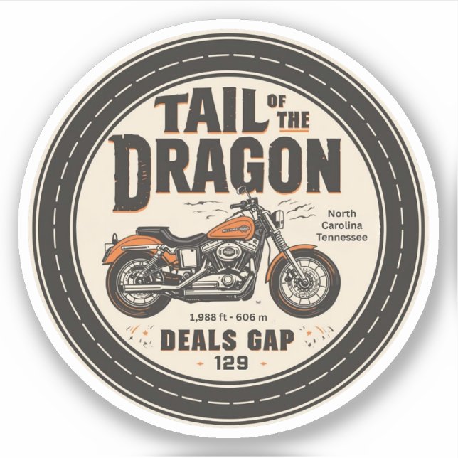 Tail of the Dragon Deals 318 curves road trip  Aufkleber (Vorderseite)
