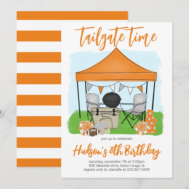Tailgate Heure Football Anniversaire Invitation (Devant / Derrière)