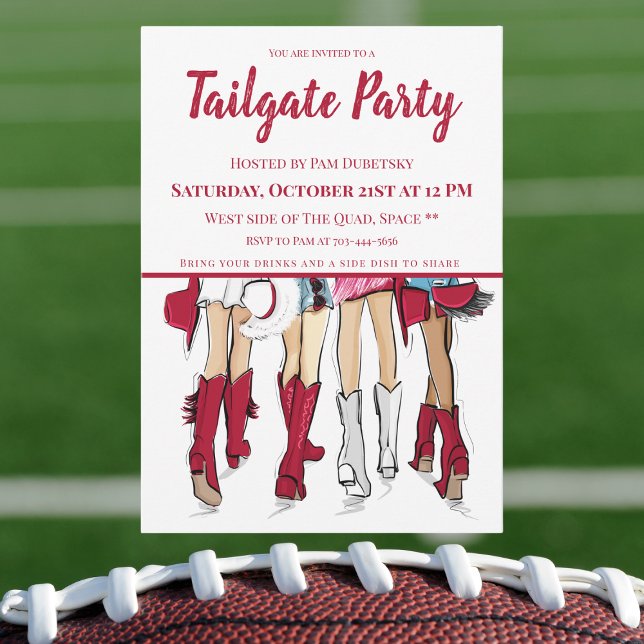 Tailgate Party Alabama Ladys Cowboy Boots Crimson Einladung (Von Creator hochgeladen)