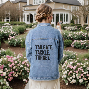 Tailgate Tackle Turkey Funny Erntedank Football Jeansjacke
