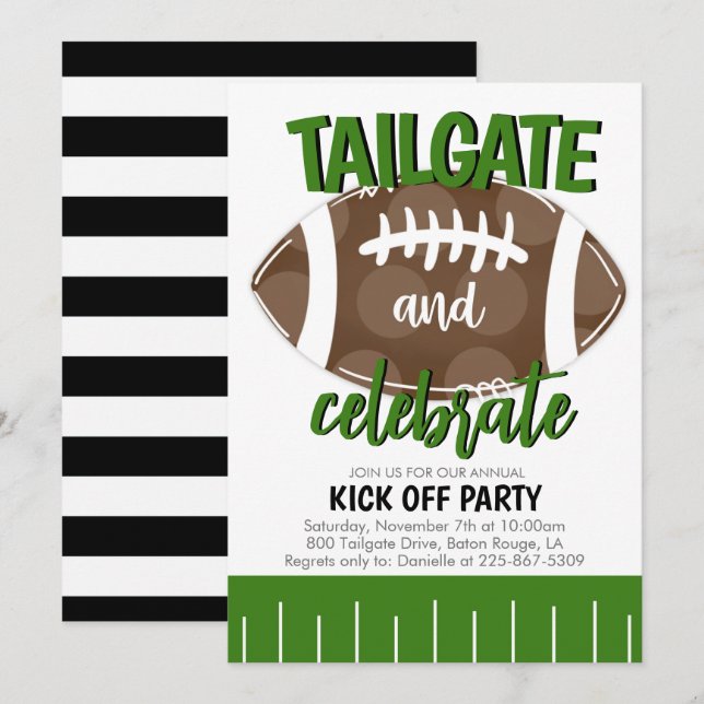 Tailgate und Celebrate Football JEDES FARBCOMBO Einladung (Vorne/Hinten)