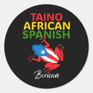 Taino Afrikanisch Spanisch Coqui Puerto Rico Flagg Runder Aufkleber