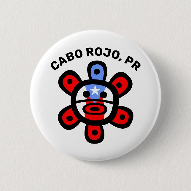 Taino Sun Flag Puerto Rico Custom Town Button (Vorderseite)