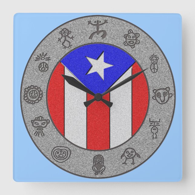 Taino Wheel Quadratische Wanduhr (Vorderseite)