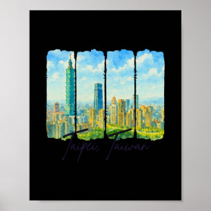 Taipeh Taiwan Reise Pinselstrich Treffe mich in Ta Poster
