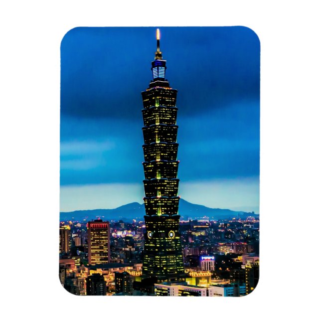 Taipeh, Taiwan Skyline bei Nacht Magnet (Vertikal)