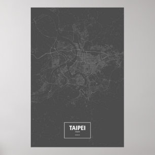 Taipeh, Taiwan (weiß auf Schwarzem) Poster