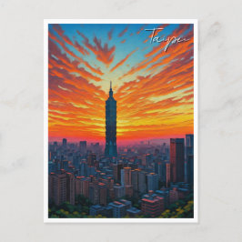 Taipei 101 Taiwan Sunset Postkarte
