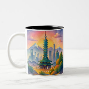 Taipei City Taiwan Skyline Wasserfarbe Tasse