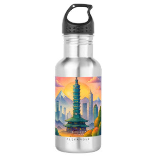 Taipei Stadt Taiwan Skyline Wasserfarbe Edelstahlflasche