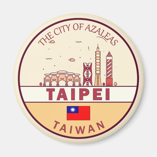 Taipei Taiwan City Skyline Emblem Magnet (Vorne)