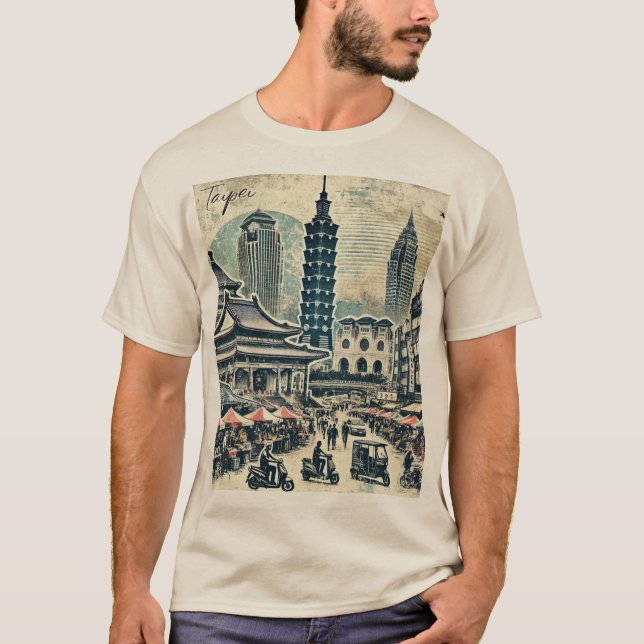 Taipei Taiwan Distressed Grunge T-Shirt (Vorderseite)