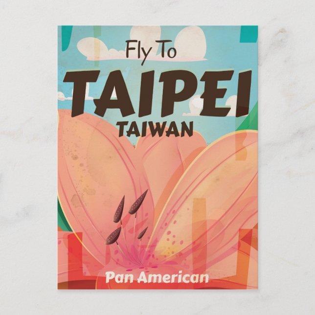 Taipei, Taiwan Vintage Travel Poster Postkarte (Vorderseite)