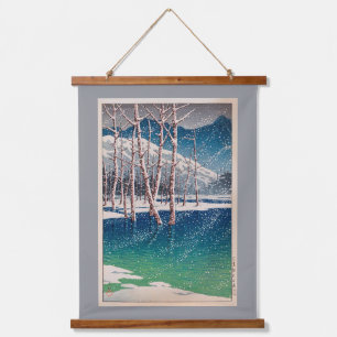 Taishô-Teich in Kamikôchi , Hasui Kawase Wandteppich Mit Holzrahmen