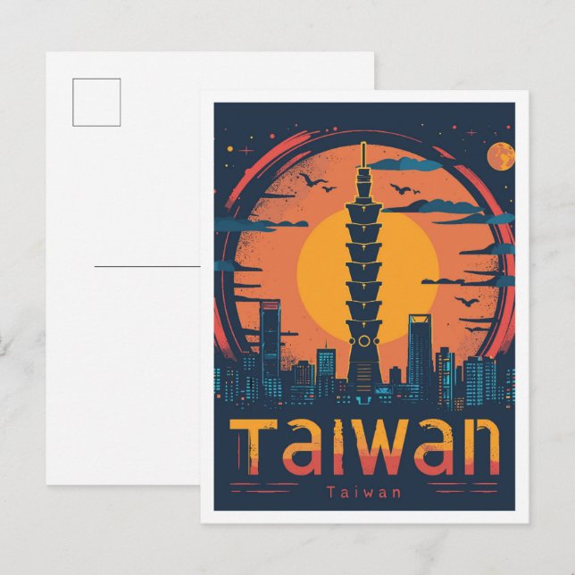 Taiwan Art Vintage Travel Illustration Postkarte (Vorne/Hinten)