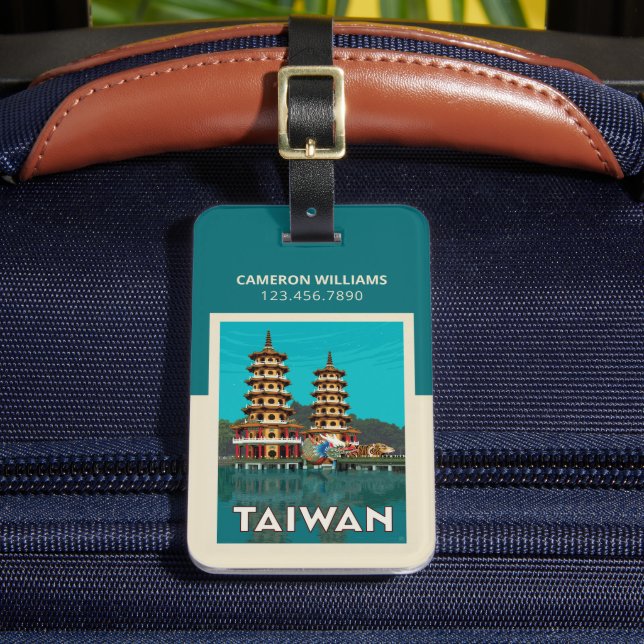 Taiwan | Dragon und Tiger Pagodas Gepäckanhänger (Vorderseite Insitu 2)