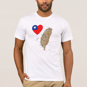 Taïwan Drapeau Coeur et carte T-shirt