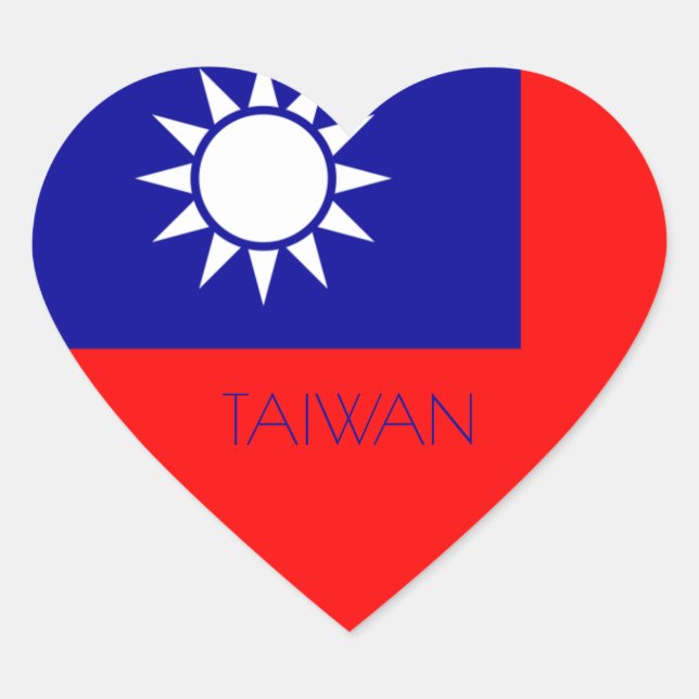 Taiwan-Fahnenkreuz Herz-Aufkleber (Vorderseite)