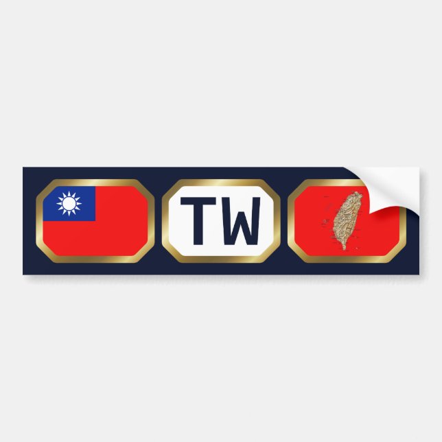 Taiwan Flag Map Code Autoaufkleber (Vorne)