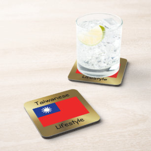 Taiwan-Flag+Text-Untersetzer Getränkeuntersetzer