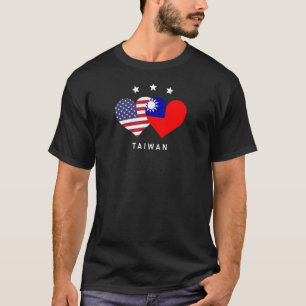 Taiwan Flag USA Flaggen T - Shirt Liebe Herz