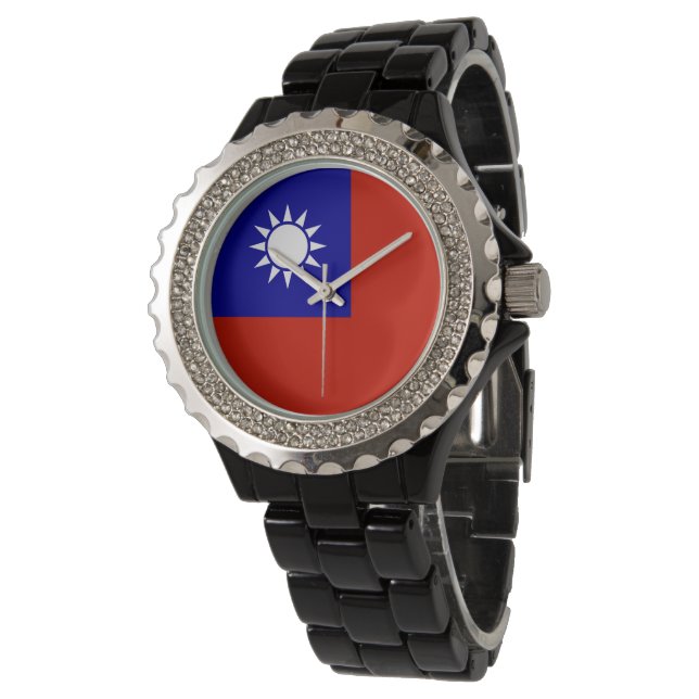 Taiwan-Flagge Armbanduhr (Schrägansicht)