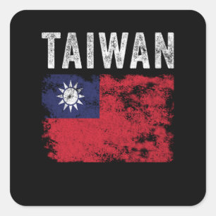 Taiwan-Flagge bedruckt - Taiwanesische Flagge Quadratischer Aufkleber