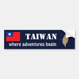 Taiwan-Flagge + Karte Aufkleber für Stoßstangen Autoaufkleber