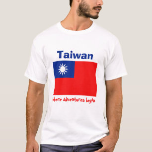 Taiwan-Flagge + Karte + Text-T-Shirt T-Shirt