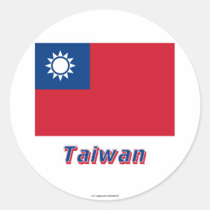 Taiwan-Flagge mit Namen Runder Aufkleber