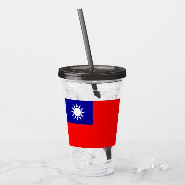 Taiwan-Flagge: Republik China, Chinesisch-Taipeh Acryltrinkbecher (Vorderseite Ice)
