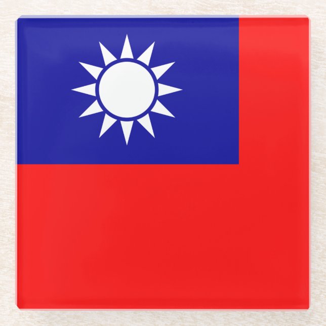 Taiwan-Flagge: Republik China, Chinesisch-Taipeh Glasuntersetzer (Vorderseite)