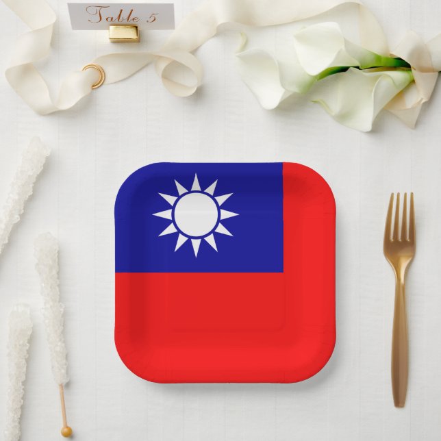 Taiwan-Flagge: Republik China, Chinesisch-Taipeh Pappteller (Hochzeit)
