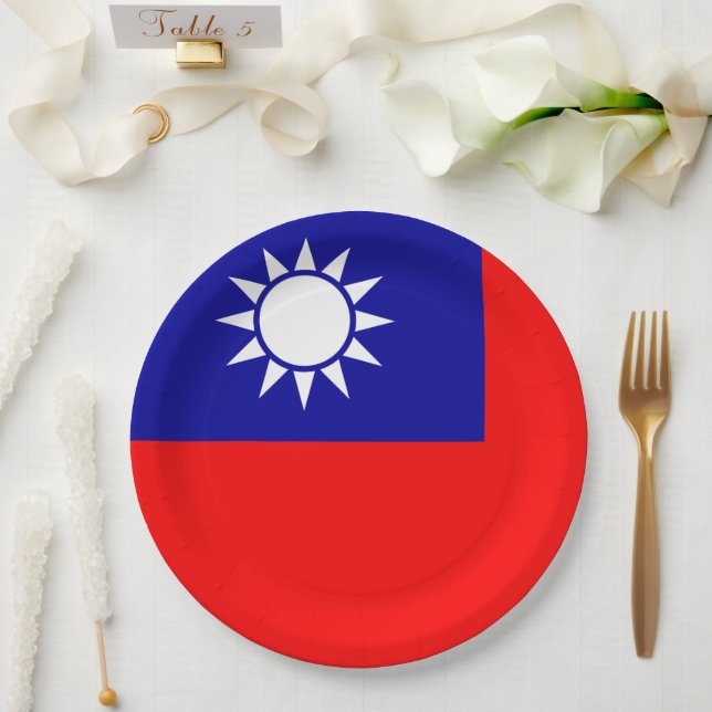 Taiwan-Flagge: Republik China, Chinesisch-Taipeh Pappteller (Hochzeit)