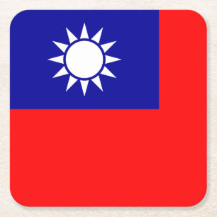 Taiwan-Flagge: Republik China, Chinesisch-Taipeh Rechteckiger Pappuntersetzer