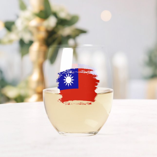 Taiwan-Flagge Weinglas Ohne Stiel (Insitu (Hochzeit))