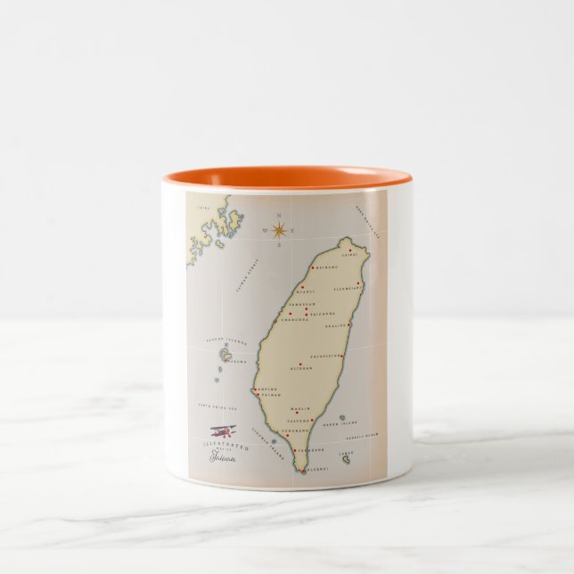 Taiwan-Karte Zweifarbige Tasse (Mittel)