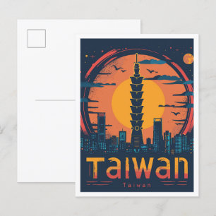 Taiwan Kunst Vintage Reiseillustration Postkarte