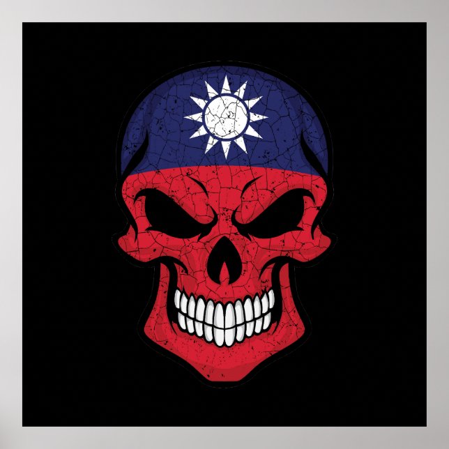 Taiwan lächelt Schädelflagge Poster (Vorne)