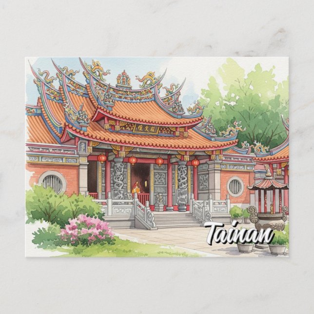 Taiwan Tainan Temple Travel Postkarte (Vorderseite)