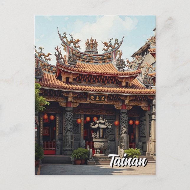 Taiwan Tainan Temple Travel Postkarte (Vorderseite)
